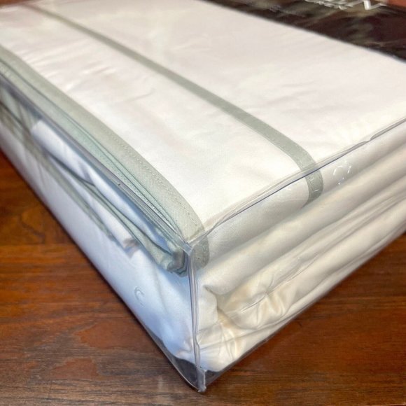 Ralph Lauren Spencer Border Sateen KING Duvet Cover WHITE SAGE - Picture 2 of 6